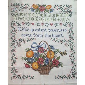 Vintage Dimensions Inc Embroidery Cross Stitch Sampler 1988 Alphabet Floral Flow